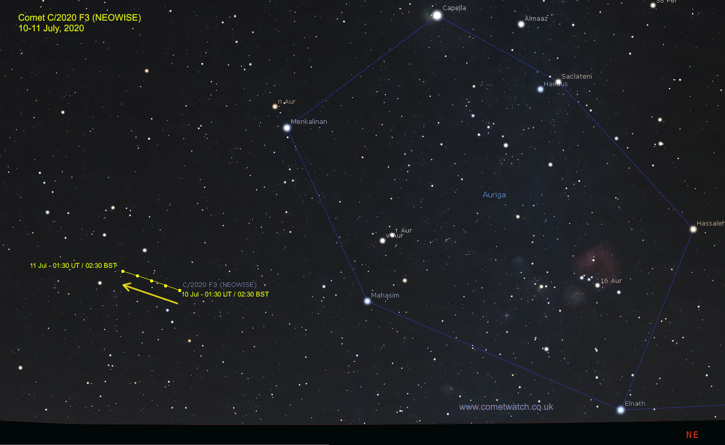 Comet Neowise Location Map Cometwatch | Facebook