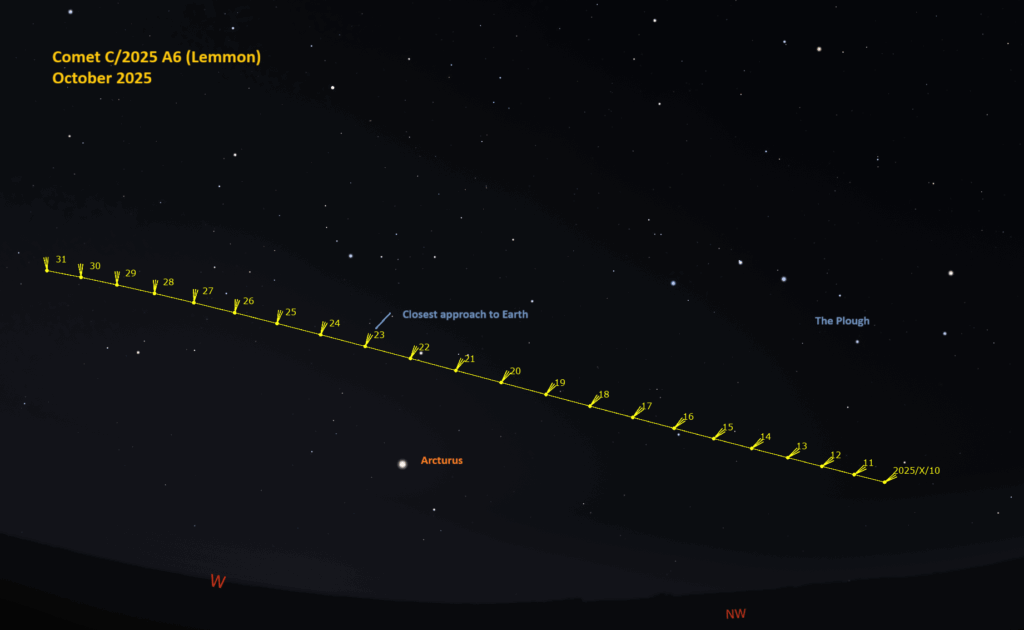 Comet C/2025 A6 (Lemmon) Finder Chart - October 2025